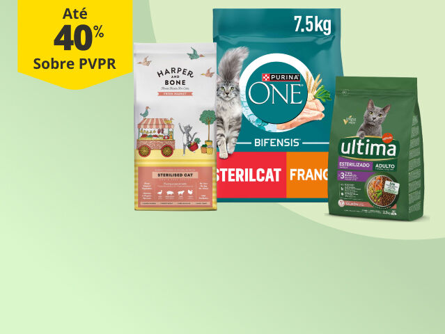 At&eacute; 40% PVPR em ra&ccedil;&atilde;o para esterilizado